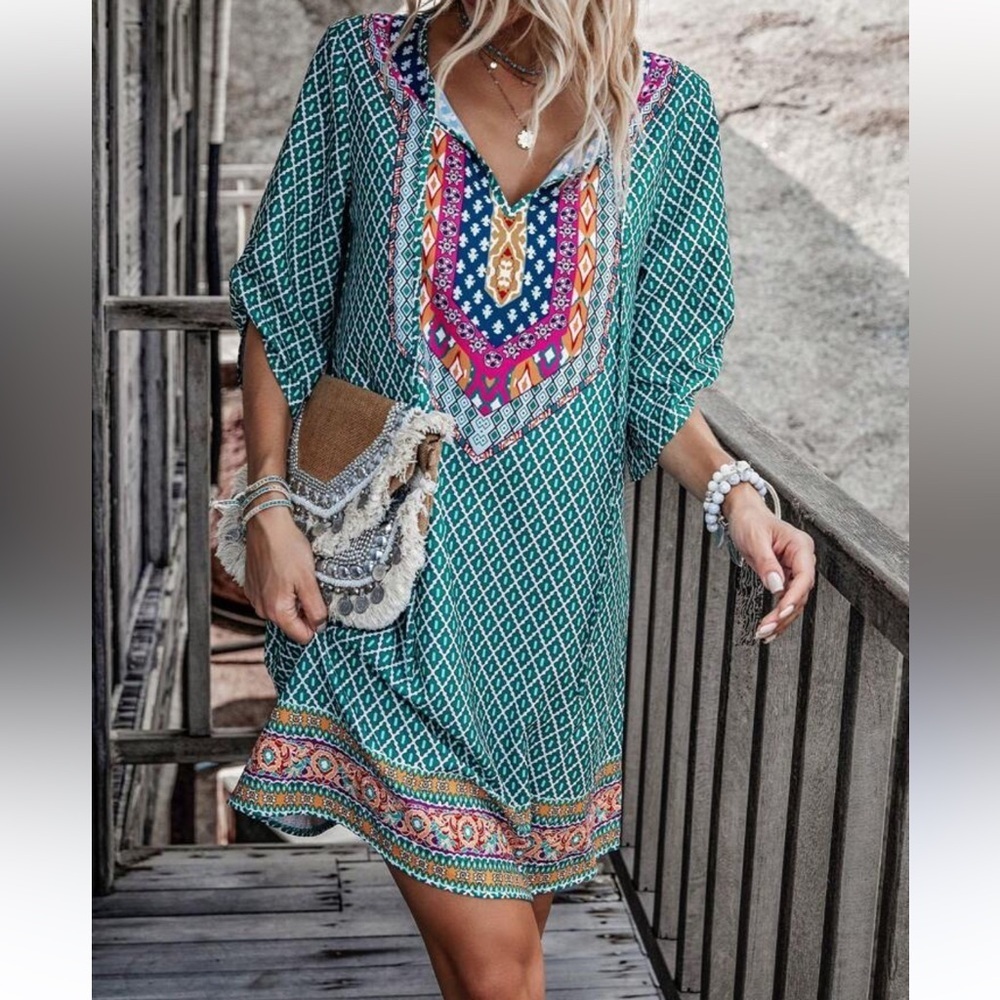 Boho Tinic dress top size medium